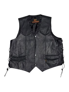 HOT LEATHERS Braided Leather Retro Motorcycle Biker Casual Riding Vest Mens 2XL